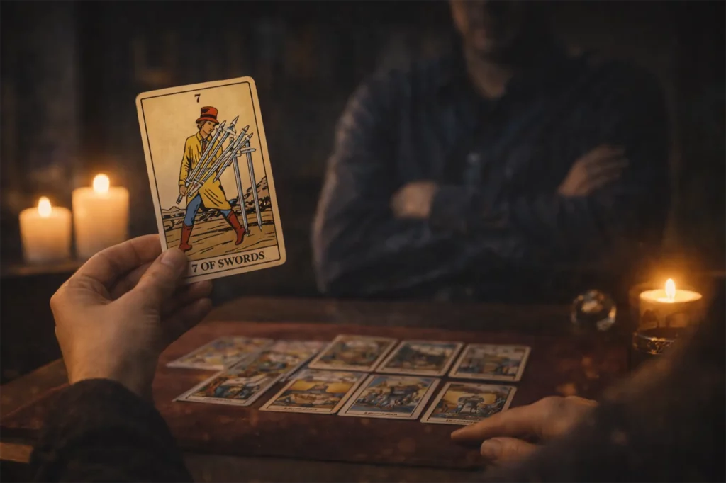 The 7 of Swords appeared in your reading… someone is lying to you